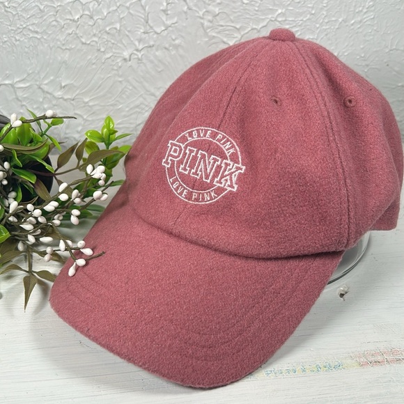 PINK Victoria Secret Wool Blend Mauve Soft Pink Ball Cap Cinch Back PINK Logo - Picture 4 of 12